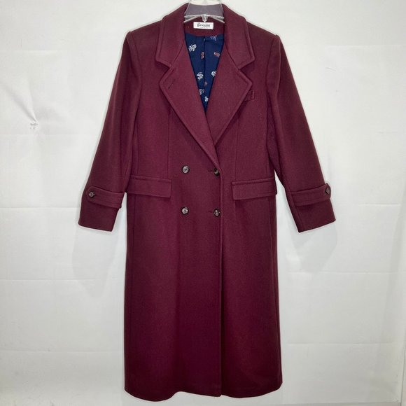 Forecaster of Boston Women's Coat sz 9/10 Maroon Long 100% Wool Coat